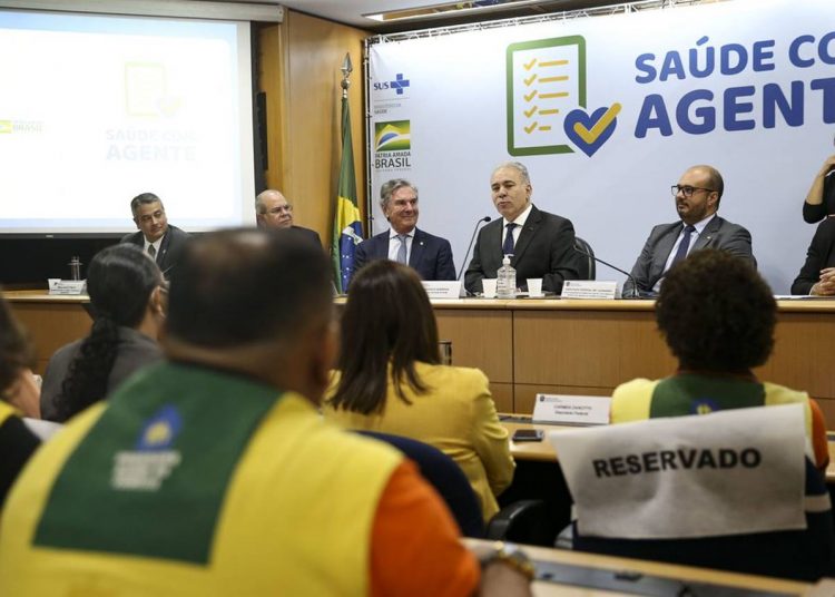O ministro da Saúde, Marcelo Queiroga, durante o lançamento dos cursos de formação técnica do programa Saúde com Agente.